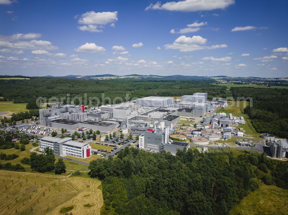 Feldschlößchen from above - Production facilities of the Sachsenmilch company in Leppersdorf in the federal state of Saxony