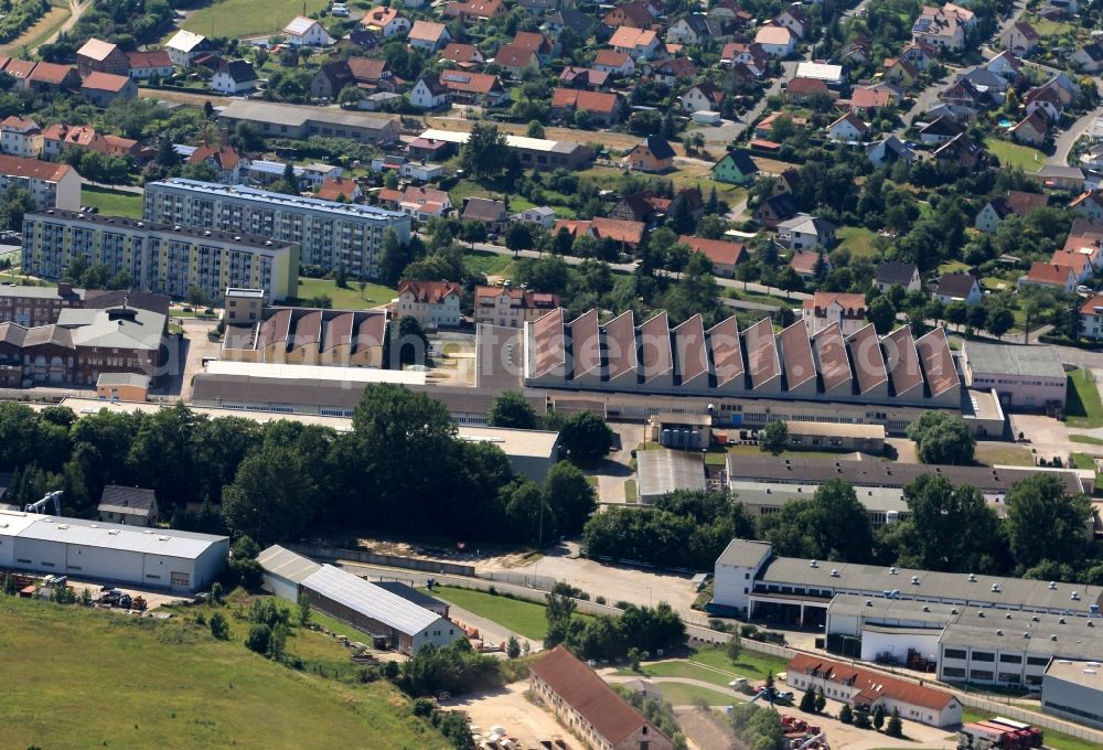 Stadtilm from above - View of the production hall of the Gelenkwellenwerk Stadtilm GmbH at the street Weimarische Straße in the city Stadtilm in the state of Thuringia. The company alpha TEC is also located on the street Weimarische Straße