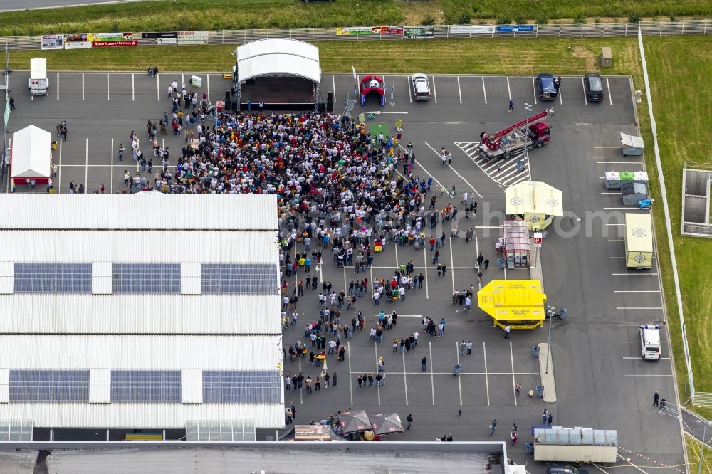 Hamm from above - Public Viewing Event - Handelshof occasion of the Football World Cup 2014 in Hamm in North Rhine-Westphalia