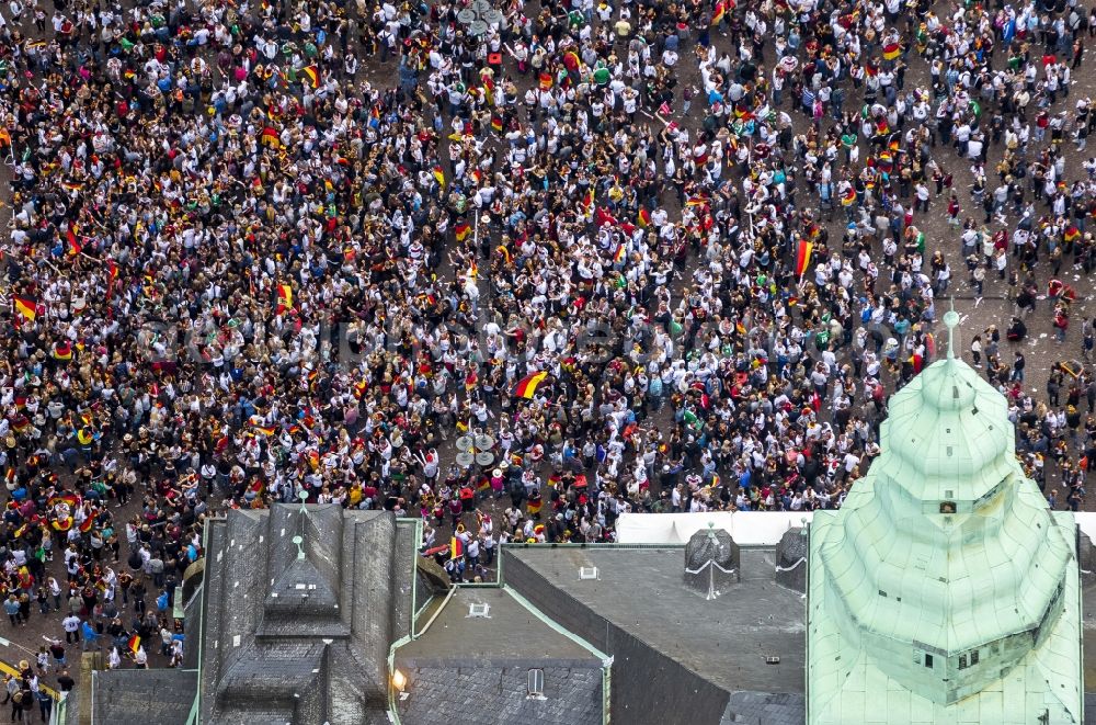 Recklinghausen from above - Public Viewing - event in the town square at the Kaiser Wall occasion of the Football World Cup 2014 in Recklinghausen in North Rhine-Westphalia