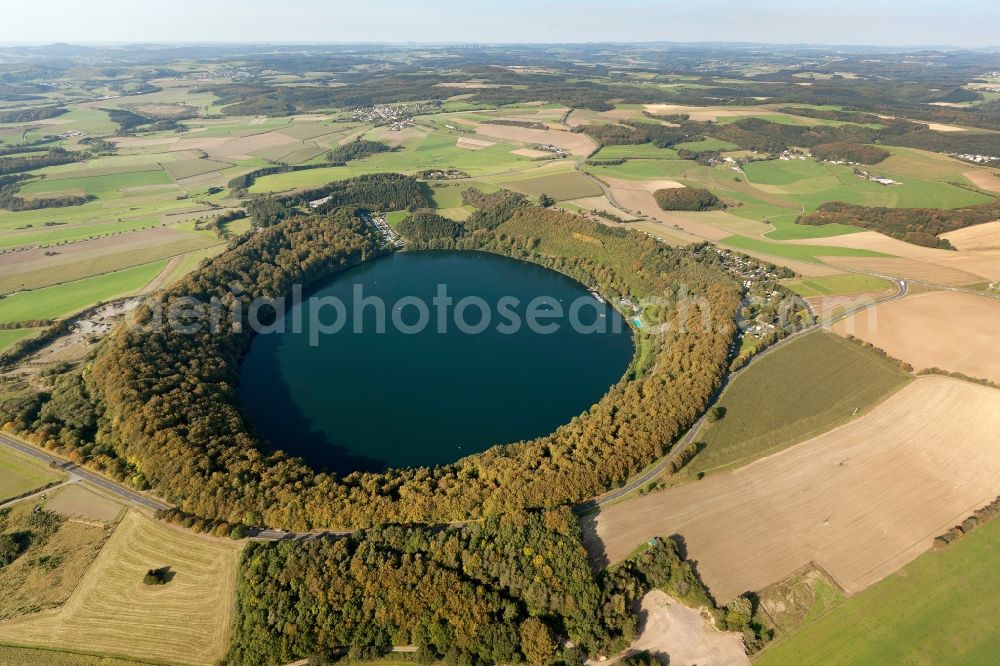 Aerial image Gillenfeld - View of the Pulvermaar in Gillenfeld in the state of Rhineland-Palatinate