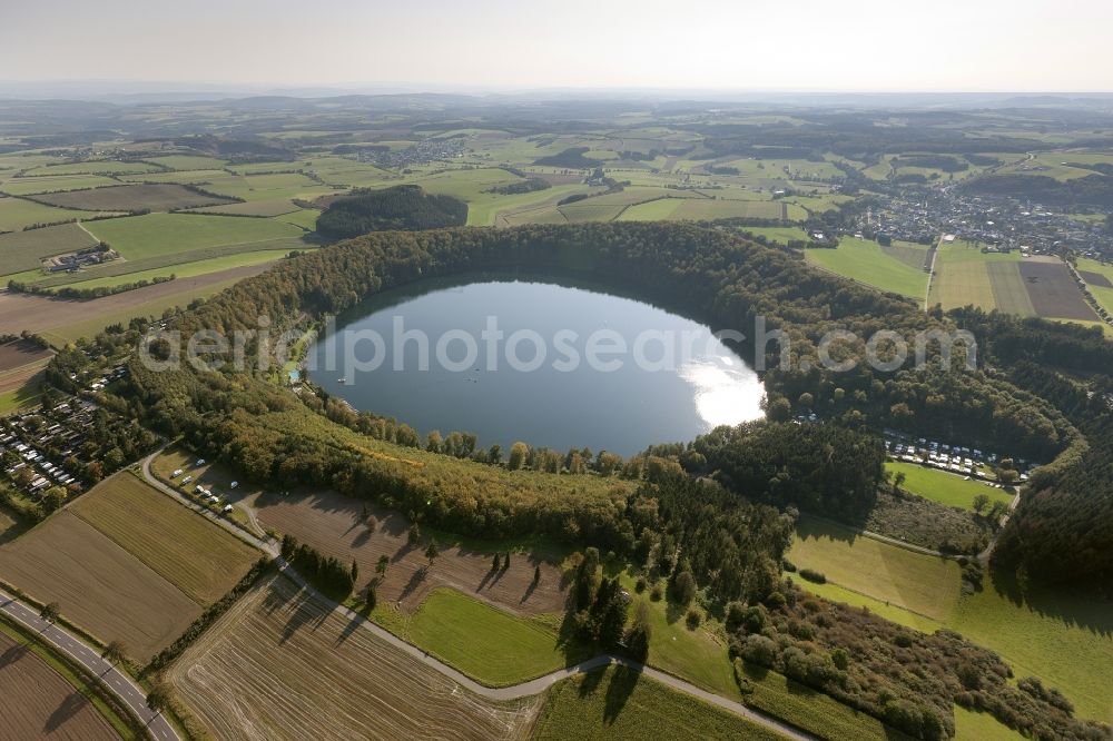 Gillenfeld from the bird's eye view: View of the Pulvermaar in Gillenfeld in the state of Rhineland-Palatinate