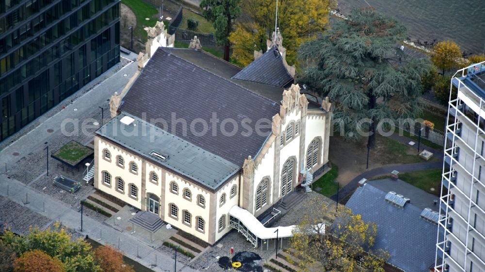 Bonn from above - Pump house of the Altes Wasserwerk, from 1986 to 1993 the seat of the German Bundestag in Bonn in the state North Rhine-Westphalia, Germany. Today it contains conference rooms