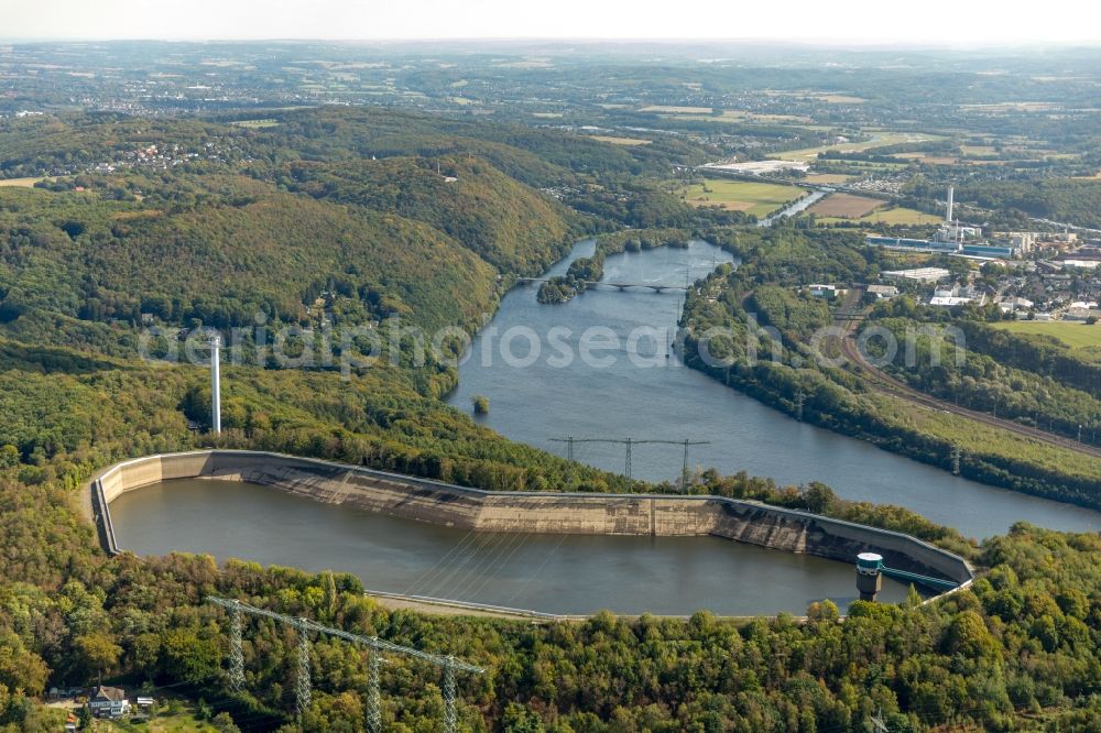 Aerial photograph Herdecke - Pumped storage power plant / hydro power plant with energy storage on Hengsteysee in Herdecke in North Rhine-Westphalia