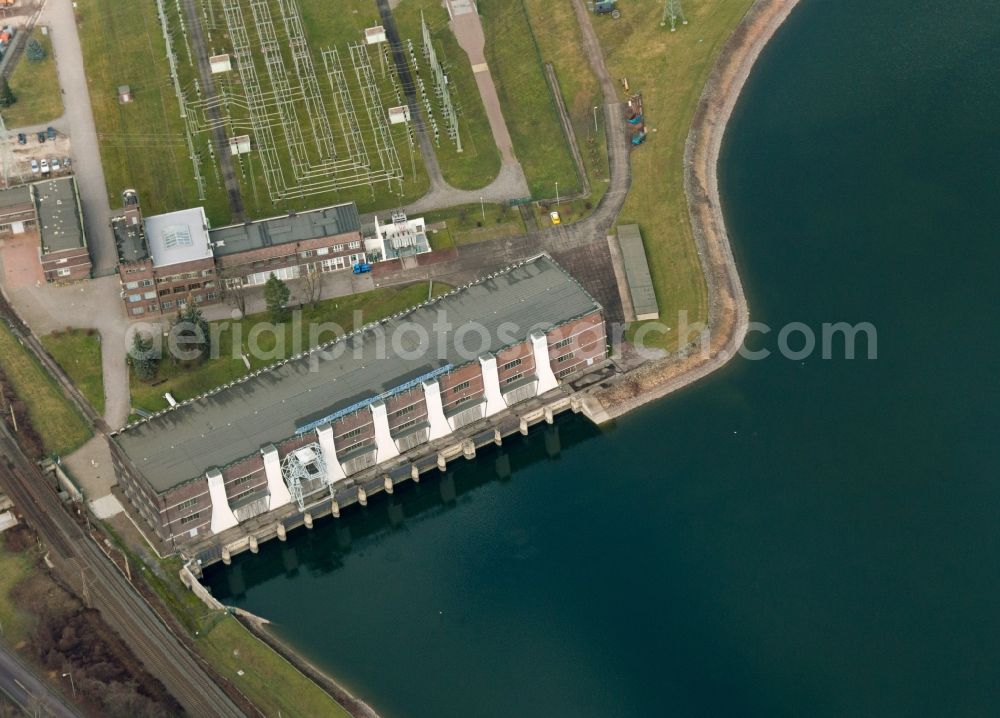 Aerial photograph Dresden - The Niederwartha pumped storage plant is one of the first pumped storage plants realized on a large scale