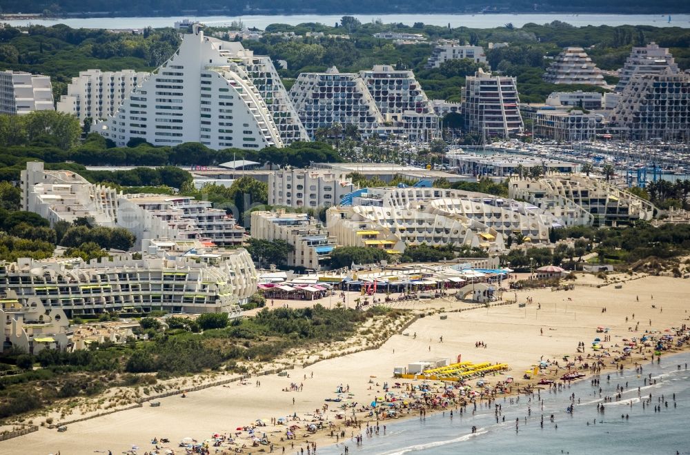 La Grande-Motte from above - View of pyramid houses in La Grande-Motte in France