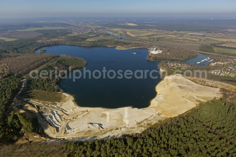 Haltern from above - Silver Lake in Haltern at the lake in the federal state of North Rhine-Westphalia. Responsible for the lake is the operating company Silver Lake II Haltern mbH