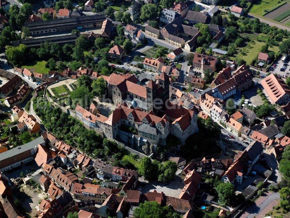 Quedlinburg from the bird's eye view: Quedlinburg Cathedral, the Collegiate Church of St. Servatius in Quedlinburg, Saxony-Anhaltegiate Church of St. Servatius in Quedlinburg, Saxony-Anhalt