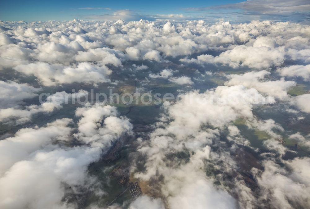 Schwerin from above - Source cloud-shrouded horizon - Landscape near Schwerin in Mecklenburg-Western Pomerania