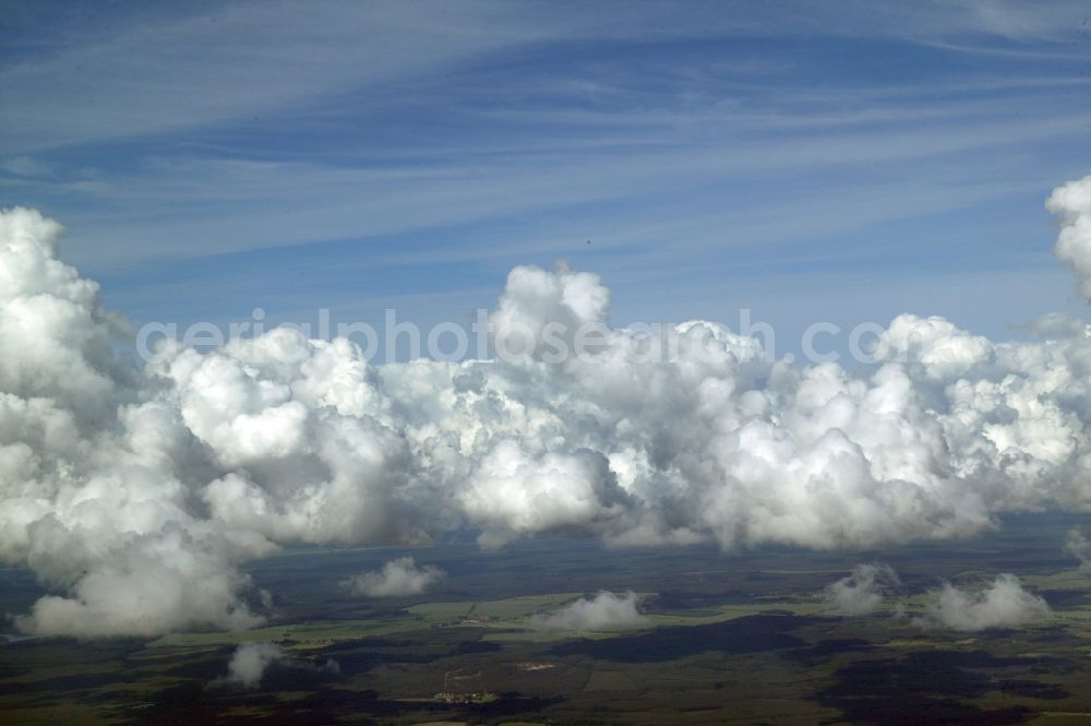 Berlin from the bird's eye view: Cumulus clouds educational Weather on the outskirts of Grunau in Berlin