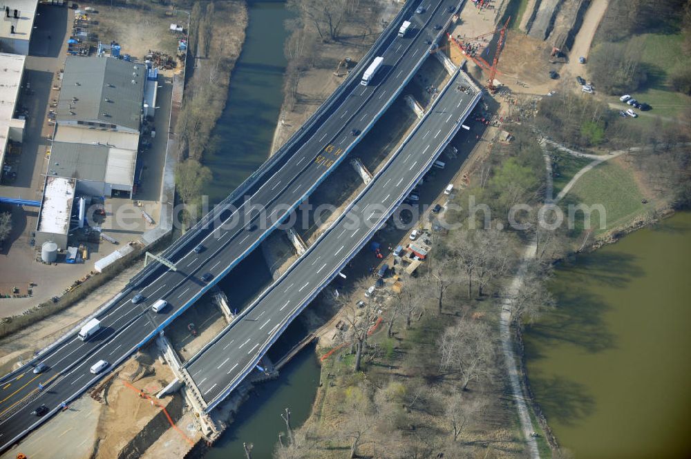 Aerial image Braunschweig - View of the implementation and expansion of the motorway junction Brunswick-southwest along the freeway A29 / A 395 in Lower Saxony. The construction company EUROVIA built here are some new bridges. Owner is the Lower Saxony state authorities for road construction and transport