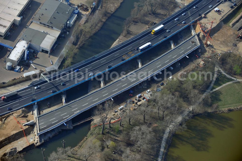 Braunschweig from above - View of the implementation and expansion of the motorway junction Brunswick-southwest along the freeway A29 / A 395 in Lower Saxony. The construction company EUROVIA built here are some new bridges. Owner is the Lower Saxony state authorities for road construction and transport