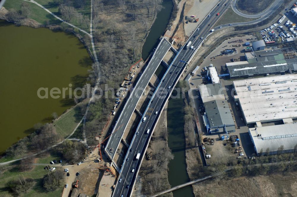 Braunschweig from above - View of the implementation and expansion of the motorway junction Brunswick-southwest along the freeway A29 / A 395 in Lower Saxony. The construction company EUROVIA built here are some new bridges. Owner is the Lower Saxony state authorities for road construction and transport