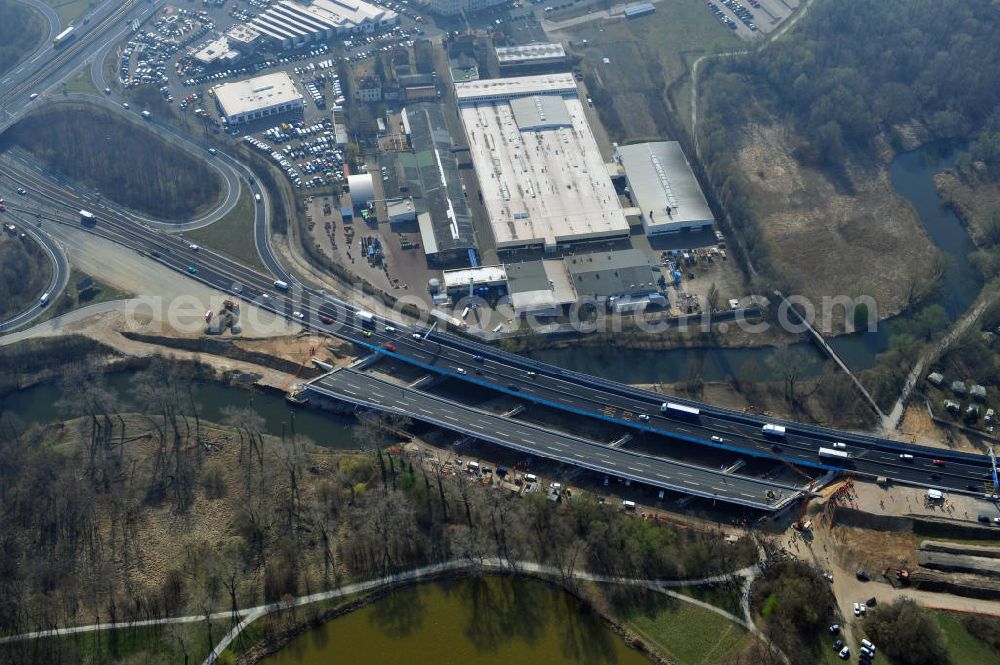 Aerial photograph Braunschweig - View of the implementation and expansion of the motorway junction Brunswick-southwest along the freeway A29 / A 395 in Lower Saxony. The construction company EUROVIA built here are some new bridges. Owner is the Lower Saxony state authorities for road construction and transport