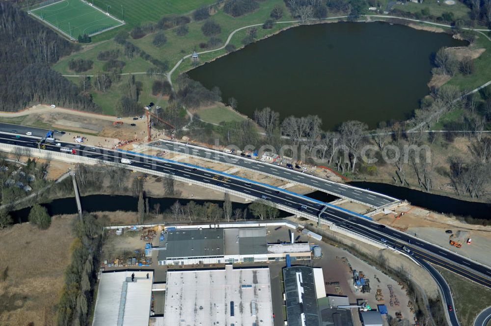 Aerial image Braunschweig - View of the implementation and expansion of the motorway junction Brunswick-southwest along the freeway A29 / A 395 in Lower Saxony. The construction company EUROVIA built here are some new bridges. Owner is the Lower Saxony state authorities for road construction and transport