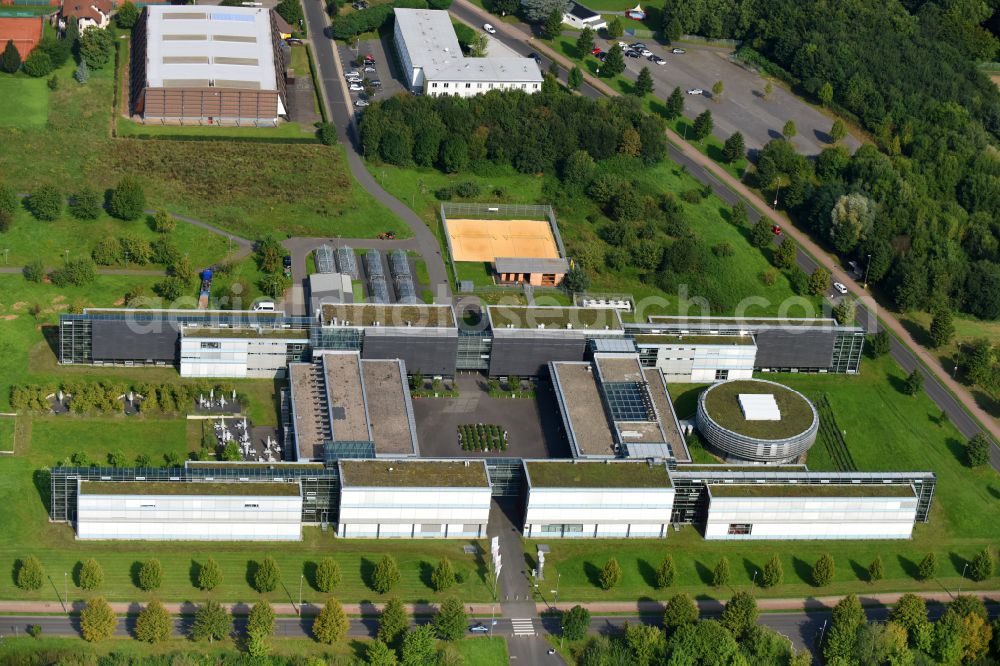 Aerial image Remagen - Campus building of the university Hochschule Koblenz - Standort RheinAhrCampus on street Joseph-Rovan-Allee in the district Kripp in Remagen in the state Rhineland-Palatinate, Germany