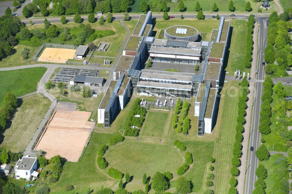 Aerial image Remagen - Campus building of the university Hochschule Koblenz - Standort RheinAhrCampus on street Joseph-Rovan-Allee in the district Kripp in Remagen in the state Rhineland-Palatinate, Germany