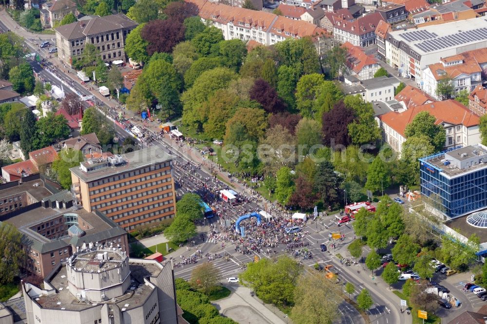 Aerial image Göttingen - Bicyle- Race event Tour d'Energie 2018 in Goettingen in the state Lower Saxony, Germany