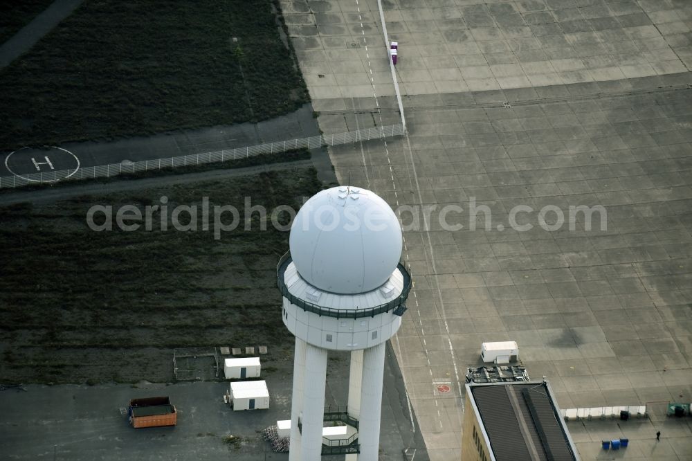 Aerial image Berlin - Radar Antenna Tower air traffic control of the former airport Tempelhof in Berlin