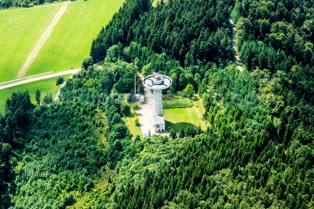 Gosheim from above - Radar Antenna Tower air traffic control on Klippeneck ( Heuberg ) in Gosheim in the state Baden-Wuerttemberg