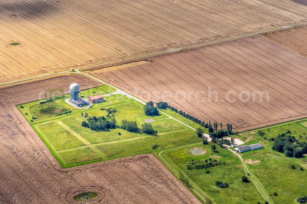 Aerial image Putgarten - Radar transmission tower dome in Putgarten in the state Mecklenburg - Western Pomerania, Germany