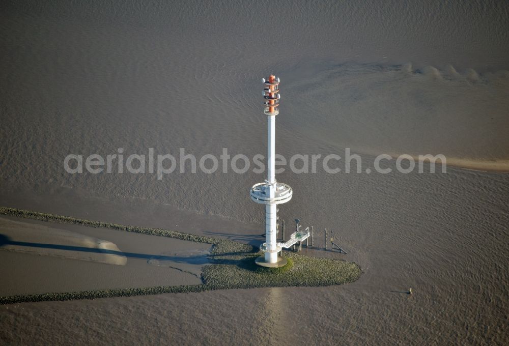 Aerial image Kollmar - Radar Antenna Tower traffic control Rhinplate Sued south of the identically named island near Glueckstadt in the state of Schleswig-Holstein