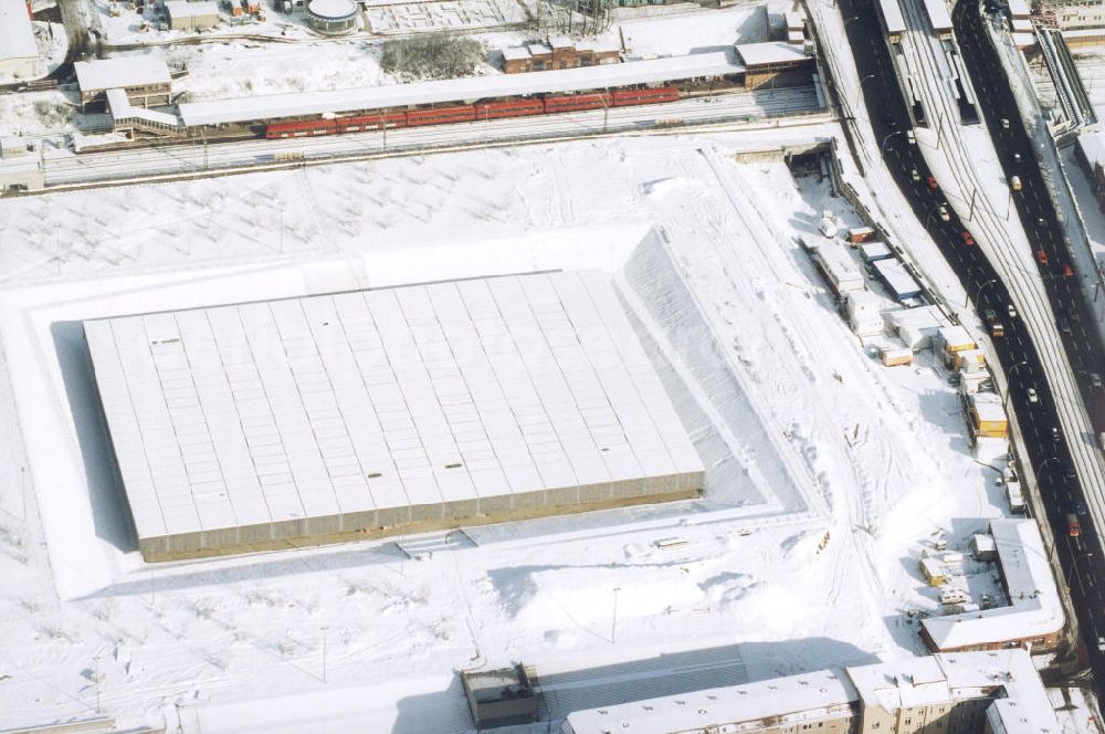 Berlin-Friedrichshain from the bird's eye view: Radsporthalle VELEDROM an der Landsberger Allee in Berlin - Friedrichshain-.