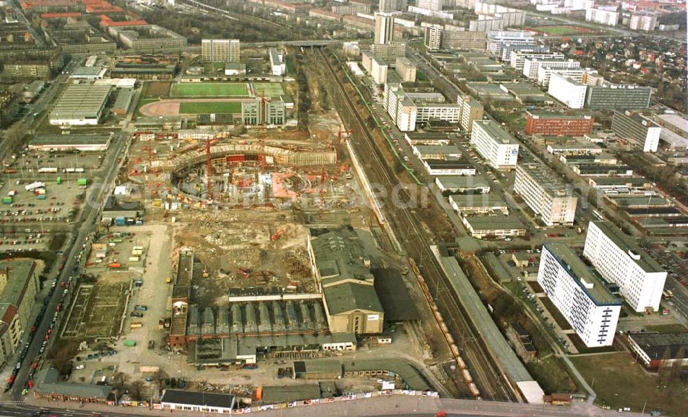 Aerial photograph Berlin - 13.02.95 Radsporthallenbau an der Landsberger Allee/ Storkower Straße