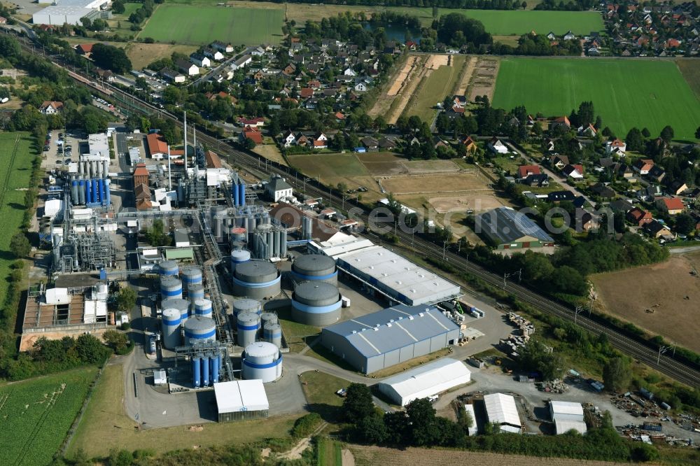 Dollbergen from above - Refinery equipment and management systems on the factory premises of the mineral oil manufacturers AVISTA OIL AG in Dollbergen in the state Lower Saxony