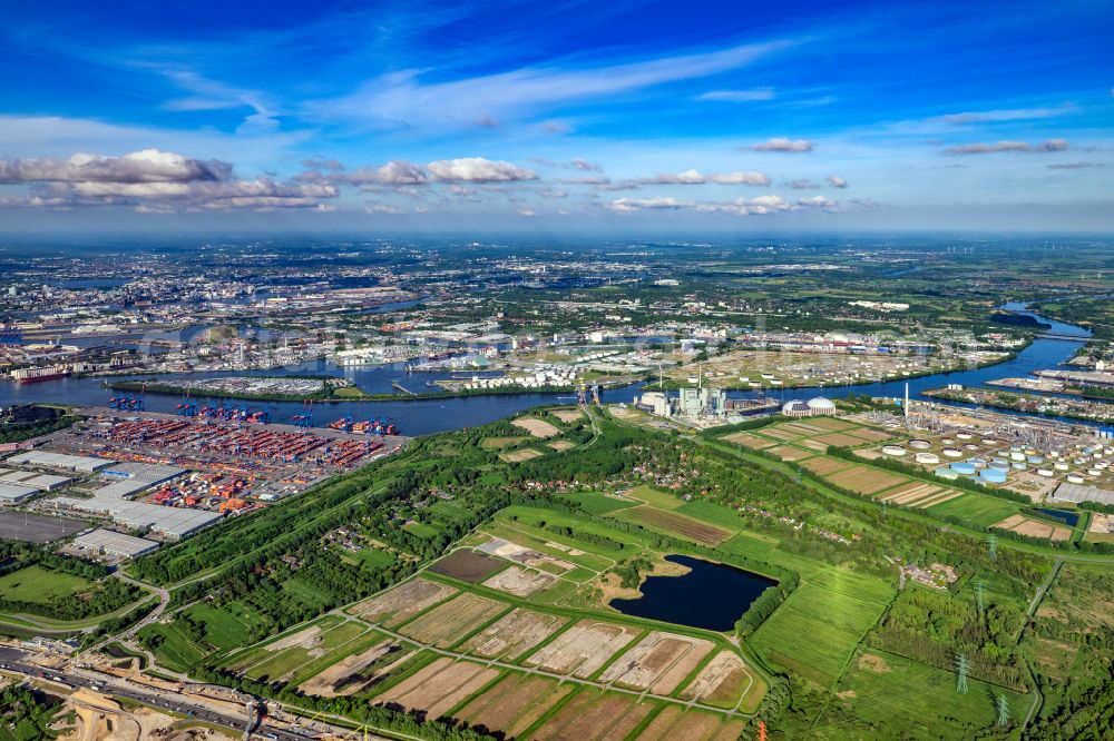 Aerial image Hamburg - Refinery equipment and management systems on the factory premises of the mineral oil manufacturers HOLBORN Europa Raffinerie GmbH in Hamburg - Harburg, Germany