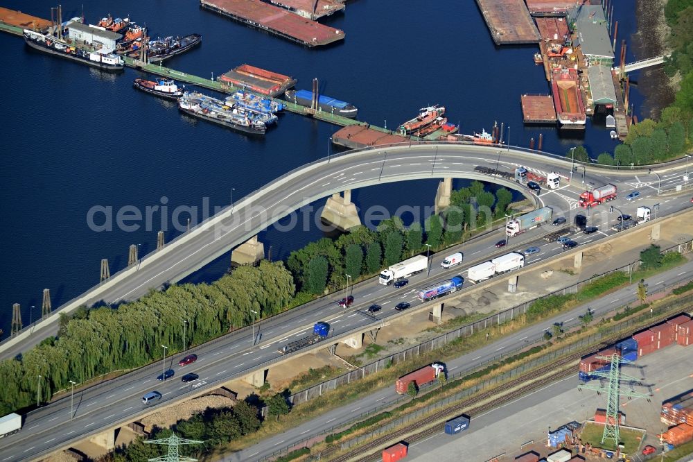 Hamburg from above - Ramp bridge of the Breslauer road, so called Breslauer ramp in Hamburg-Mitte / Steinwerder. A project of the Hamburg Port Authority HPA