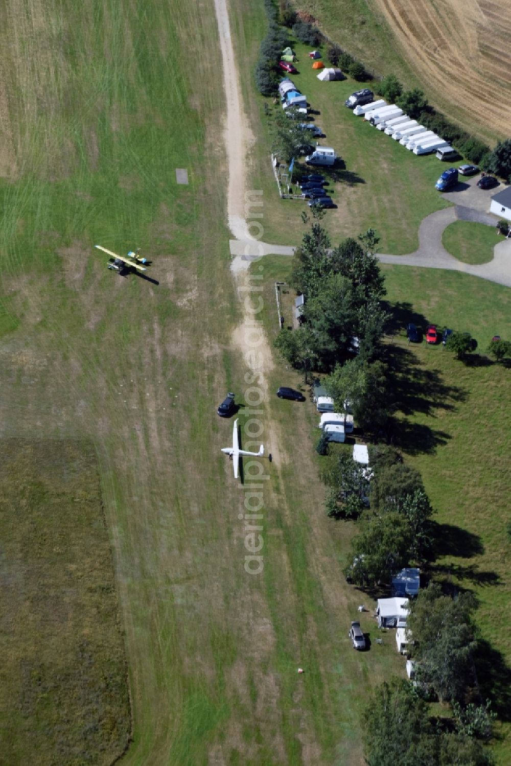 Kamenz from above - Outskirts of Airfield Kamenz in the state Saxony