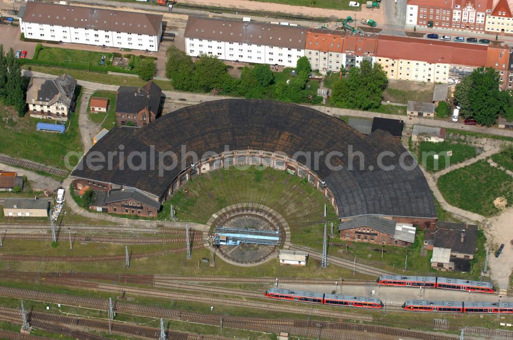 Aerial image Stendal - View of the railway yard at the railway work in Stendal