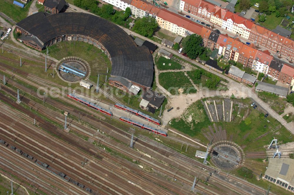 Aerial photograph Stendal - View of the railway yard at the railway work in Stendal