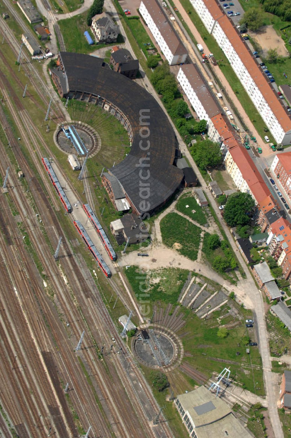 Stendal from above - View of the railway yard at the railway work in Stendal