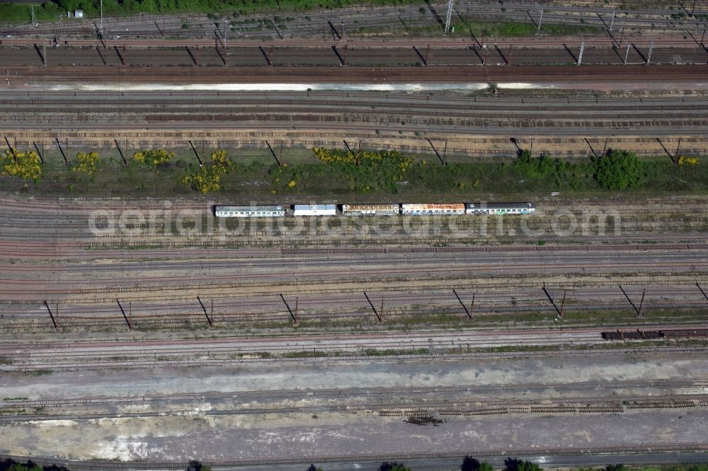 Aquitanien from above - Marshalling yard and freight station of the Deutsche Bahn in Aquitanien in Aquitaine Limousin Poitou-Charentes, France