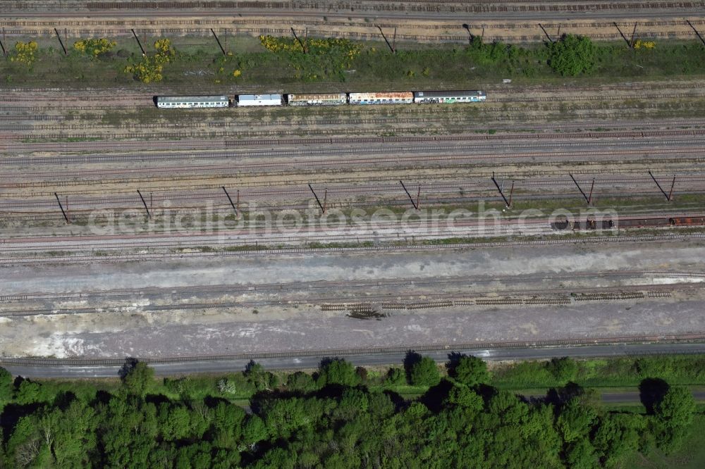 Aquitanien from the bird's eye view: Marshalling yard and freight station of the Deutsche Bahn in Aquitanien in Aquitaine Limousin Poitou-Charentes, France