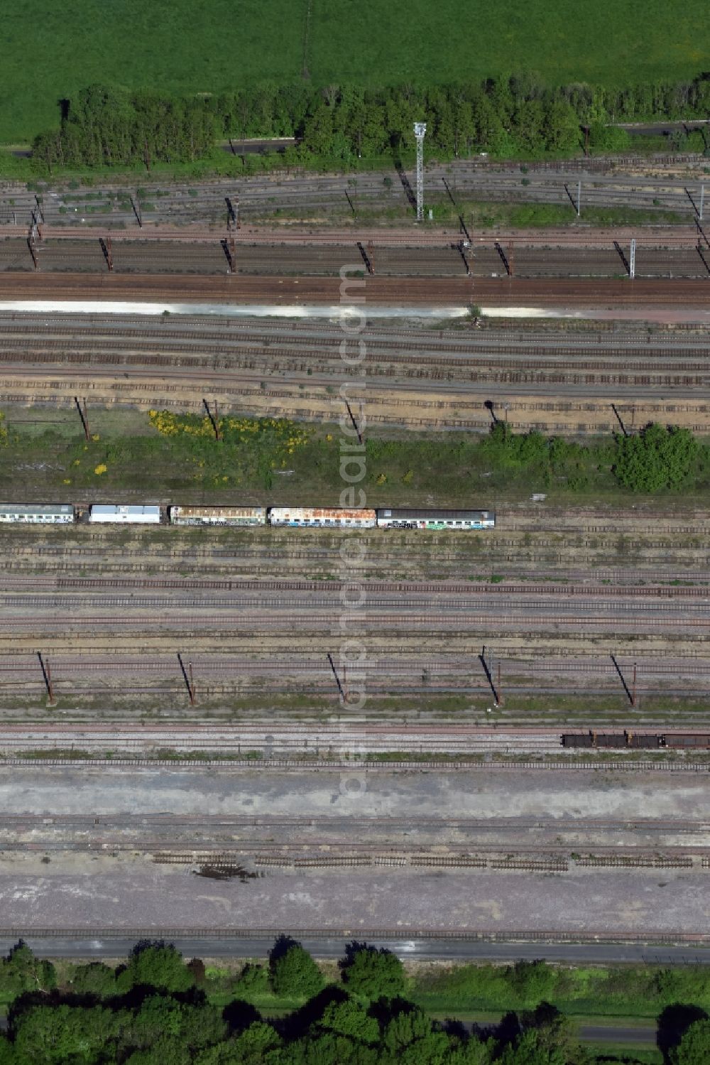 Aquitanien from above - Marshalling yard and freight station of the Deutsche Bahn in Aquitanien in Aquitaine Limousin Poitou-Charentes, France