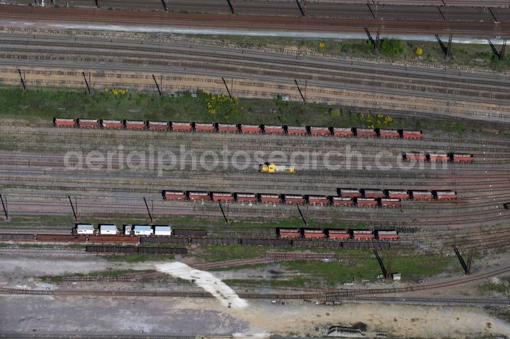 Aquitanien from the bird's eye view: Marshalling yard and freight station of the Deutsche Bahn in Aquitanien in Aquitaine Limousin Poitou-Charentes, France