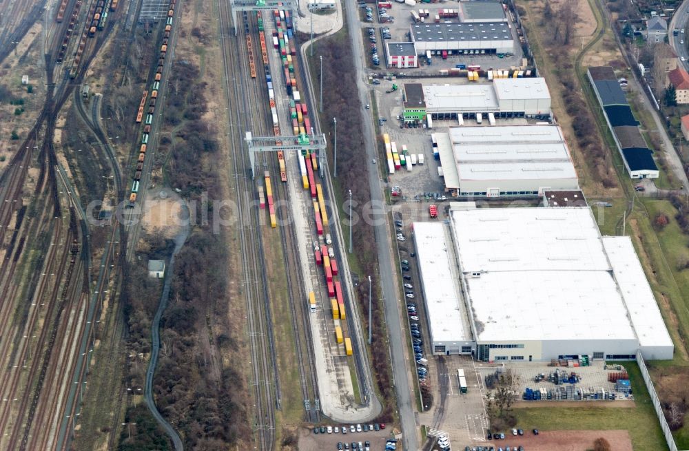 Aerial image Dresden - Marshalling yard and freight station of the Deutsche Bahn in Dresden in the state Saxony