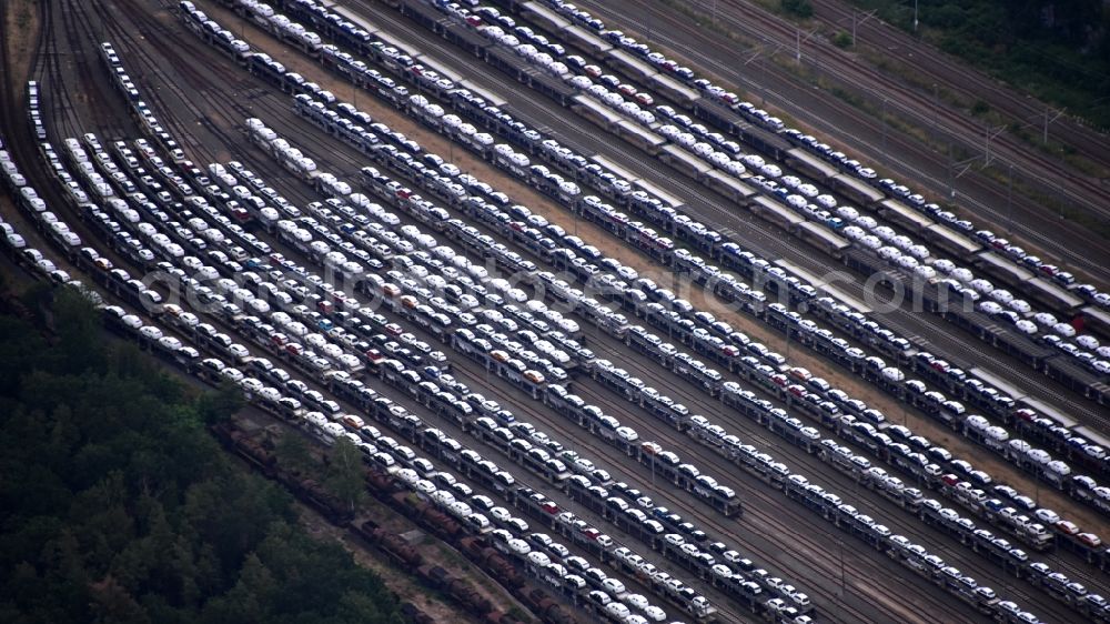 Aerial photograph Falkenberg/Elster - Marshalling yard and freight station of the Deutsche Bahn in Falkenberg/Elster in the state Brandenburg, Germany