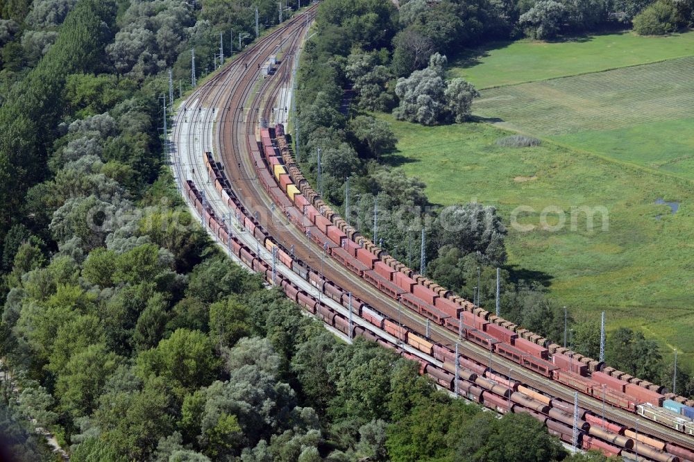 Aerial image Frankfurt (Oder) - Marshalling yard and freight station of the Deutsche Bahn in Frankfurt (Oder) in the state Brandenburg