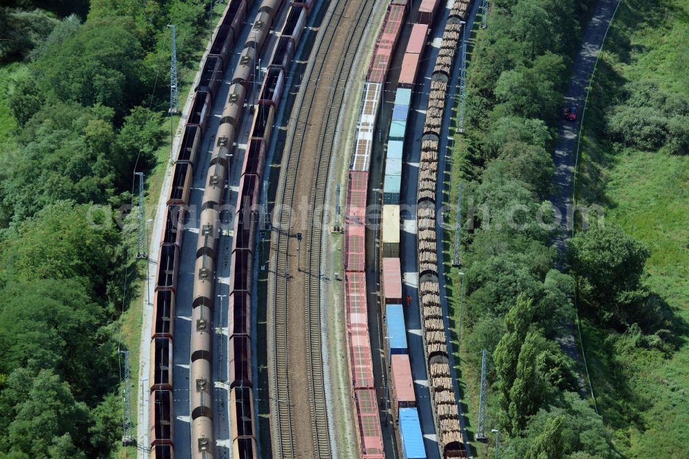 Aerial image Frankfurt (Oder) - Marshalling yard and freight station of the Deutsche Bahn in Frankfurt (Oder) in the state Brandenburg