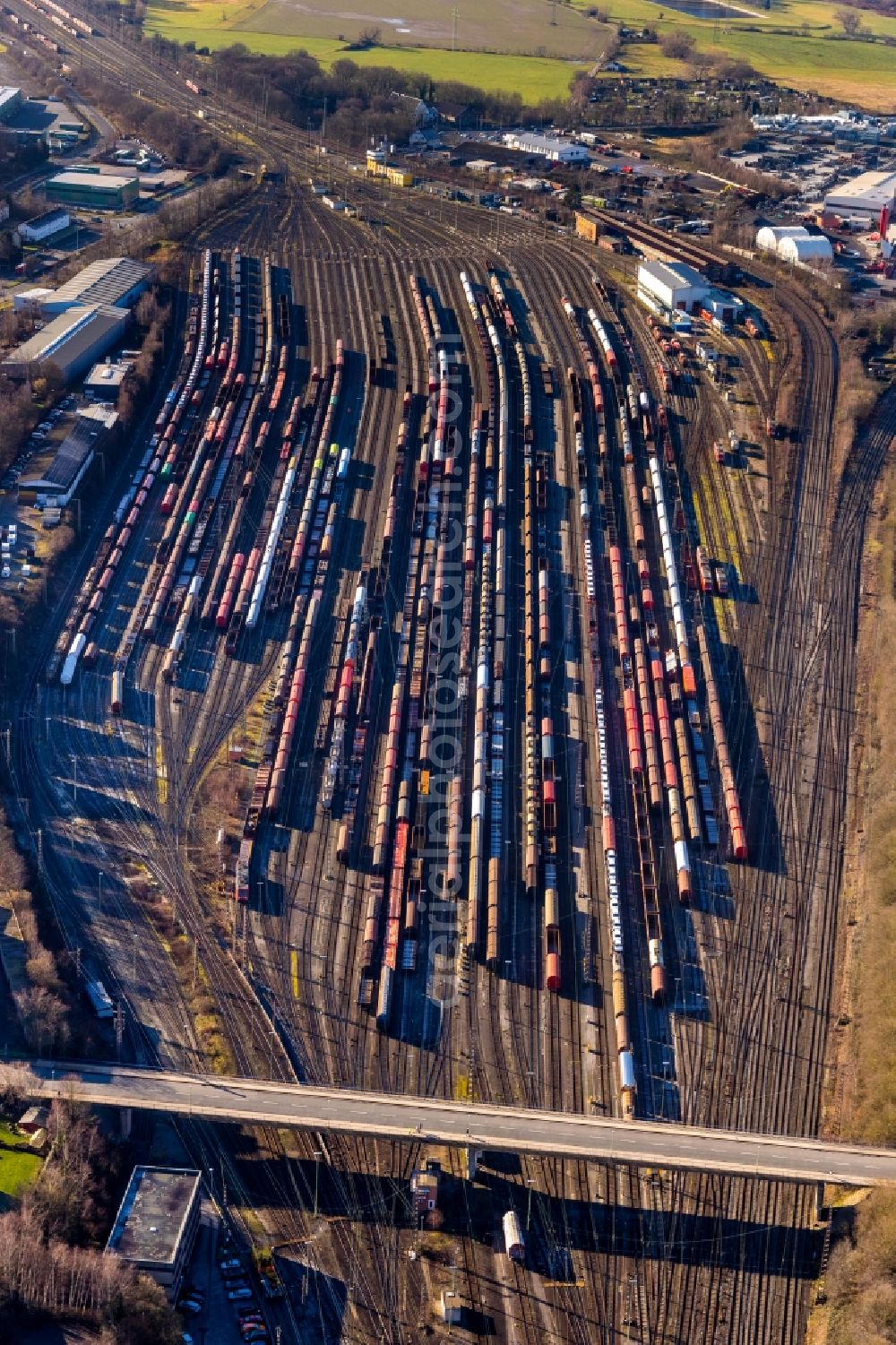 Aerial image Hagen - Marshalling yard and freight station of the Deutsche Bahn in Hagen in the state North Rhine-Westphalia, Germany