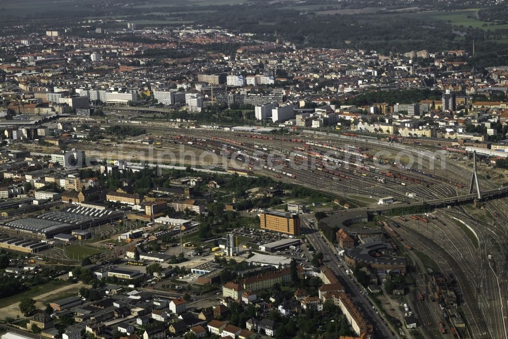 Aerial image Halle (Saale) - Marshalling yard and freight station of the Deutsche Bahn in Halle (Saale) in the state Saxony-Anhalt, Germany