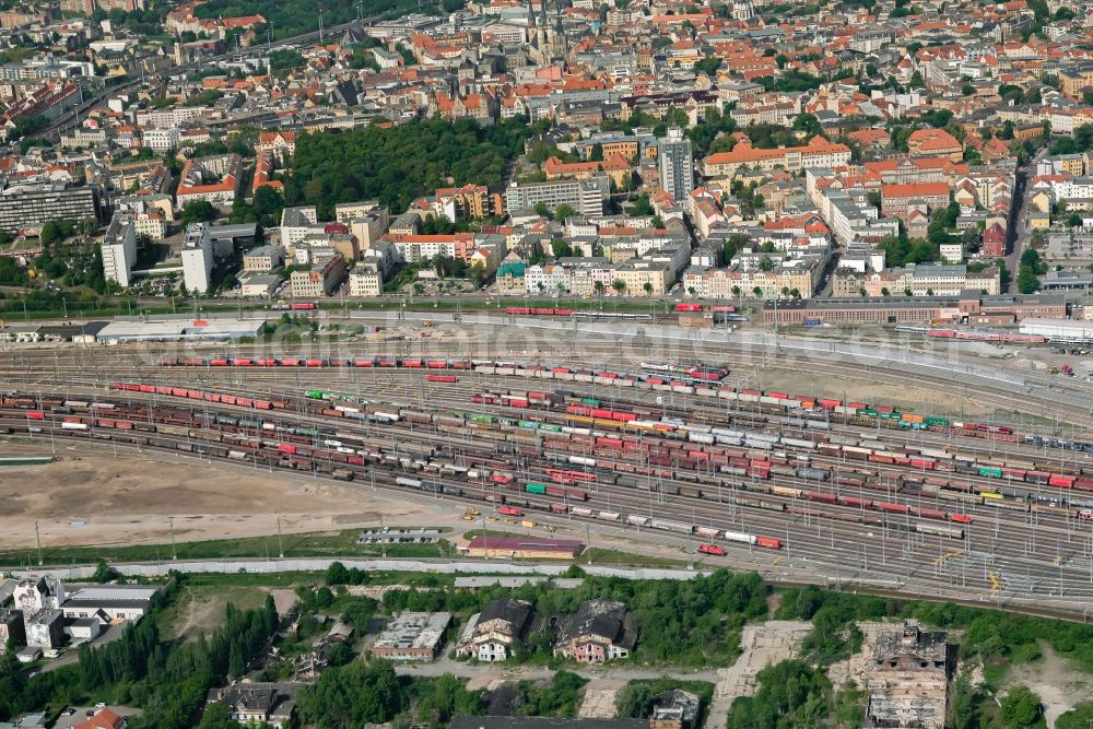 Aerial photograph Halle (Saale) - Marshalling yard and freight station of the Deutsche Bahn in Halle (Saale) in the state Saxony-Anhalt, Germany