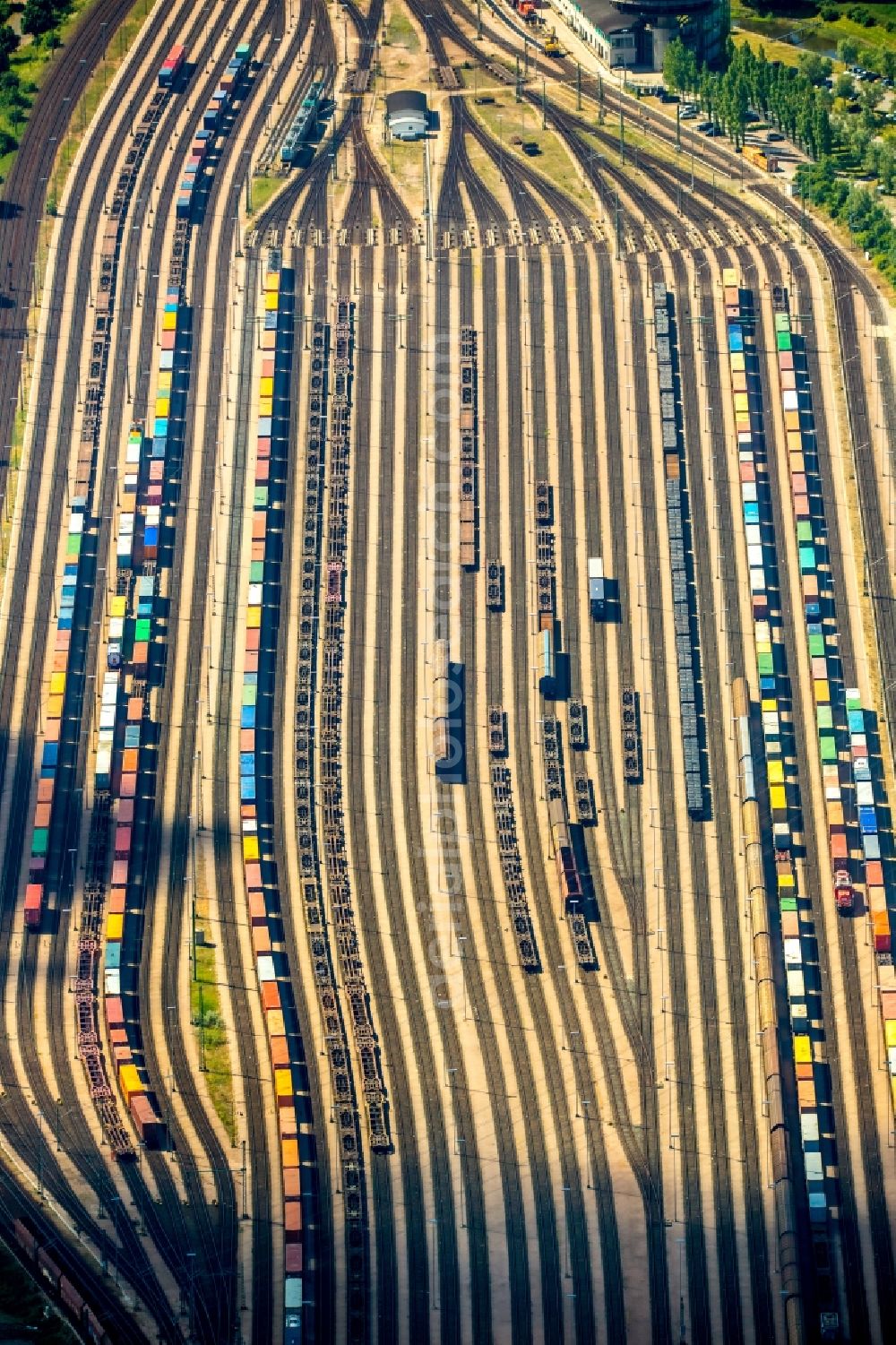 Aerial photograph Hamburg - Marshalling yard and freight station of the Deutsche Bahn in Hamburg in Germany