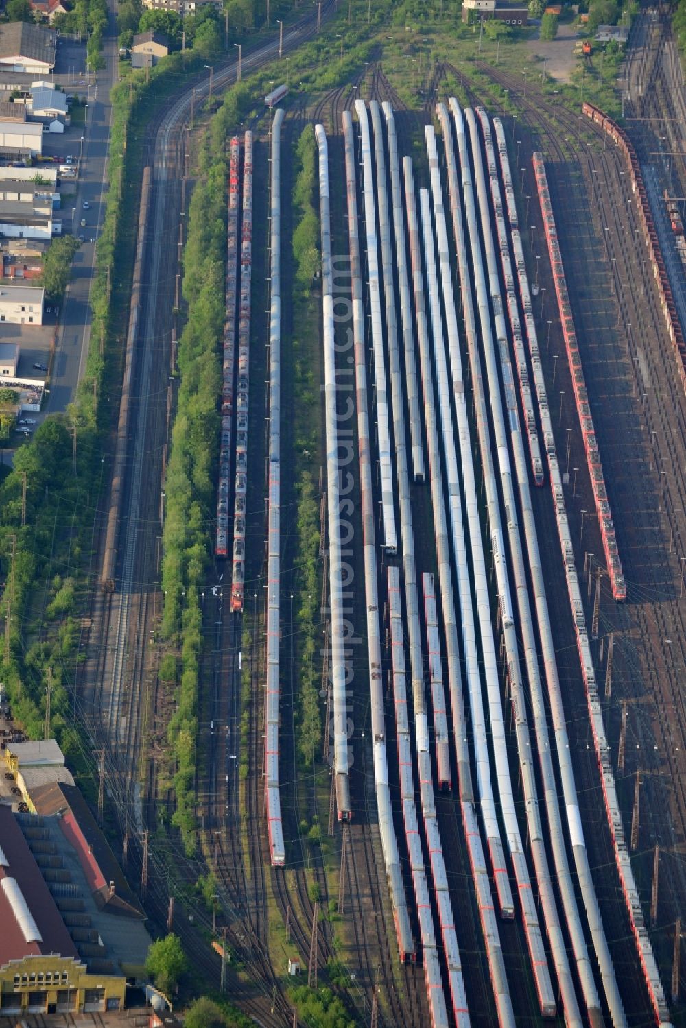 Hamm from above - Marshalling yard and freight station of the Deutsche Bahn in Hamm in the state North Rhine-Westphalia