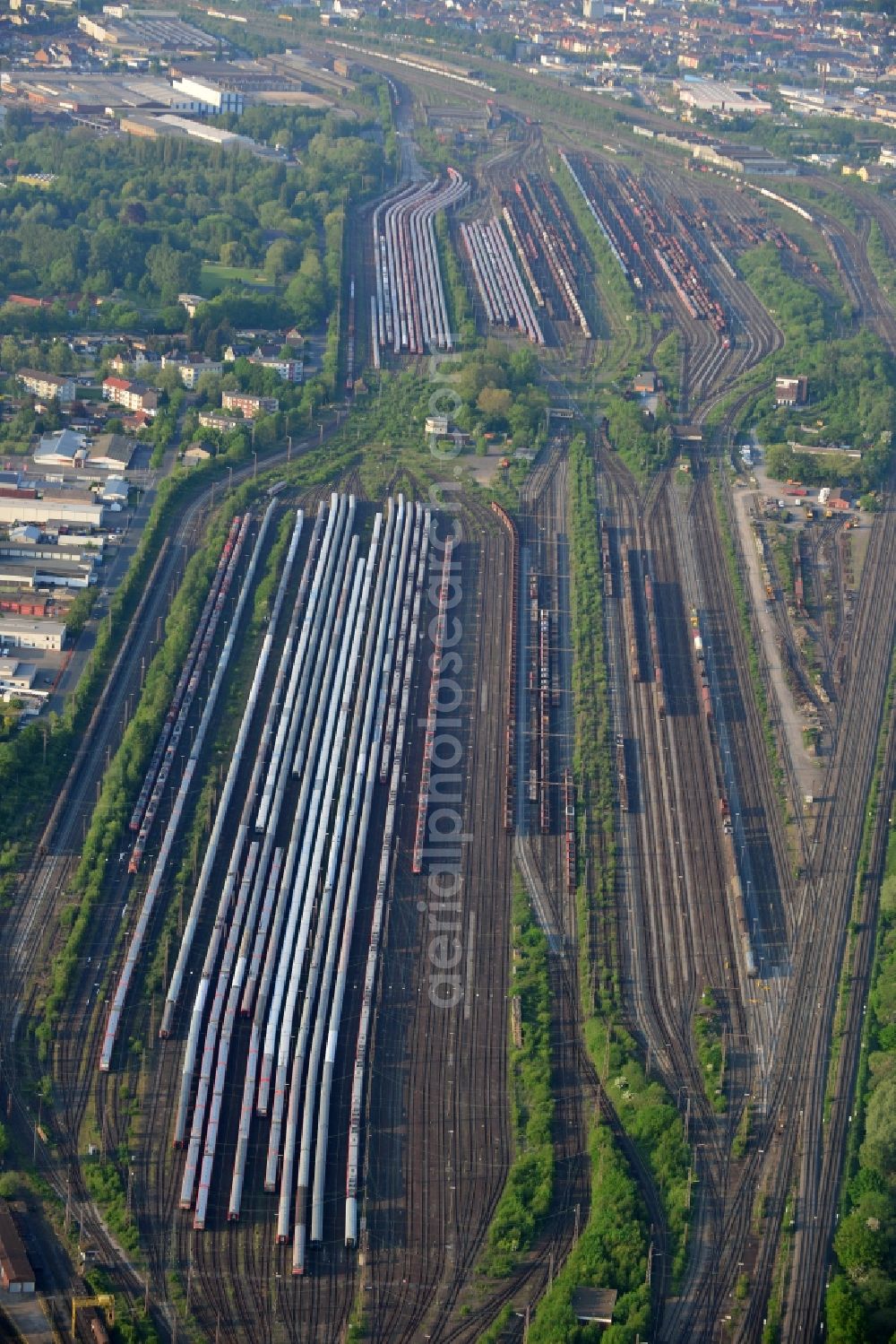 Aerial image Hamm - Marshalling yard and freight station of the Deutsche Bahn in Hamm in the state North Rhine-Westphalia