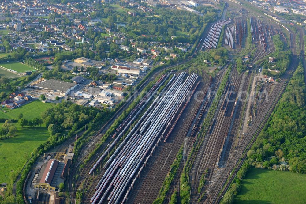 Aerial photograph Hamm - Marshalling yard and freight station of the Deutsche Bahn in Hamm in the state North Rhine-Westphalia